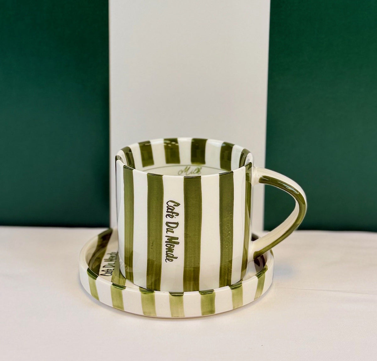 Green Stripe Cup & Saucer image 1