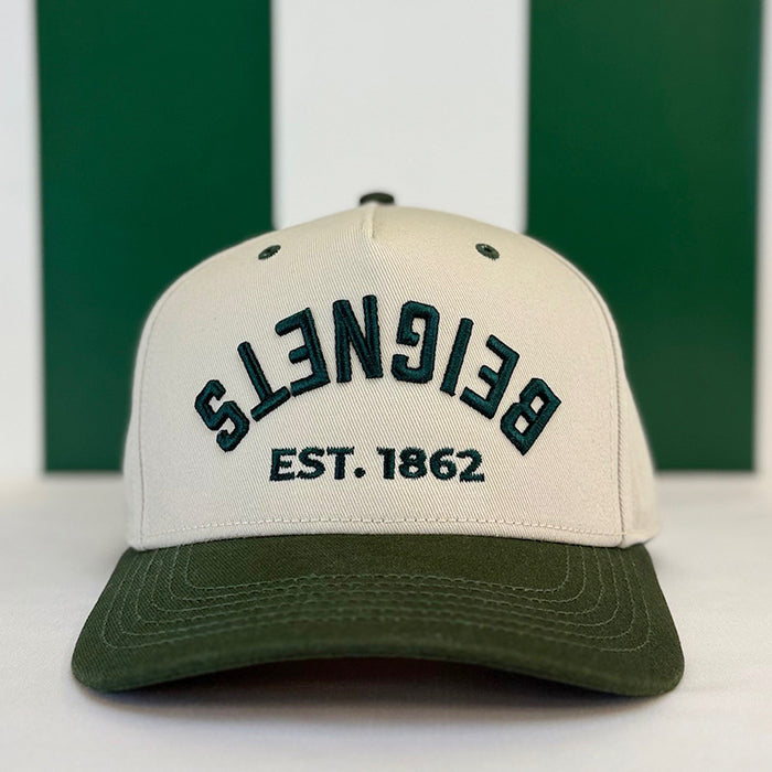 Upside Down Beignets Cap in Beige / Dark Green image 1
