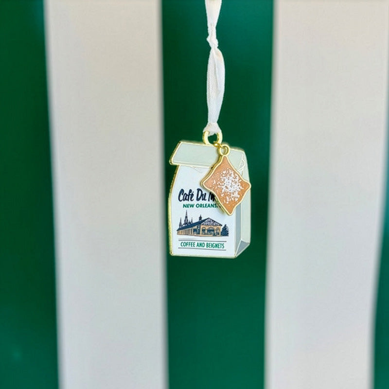 Enamel Bag & Beignet Ornament image 1